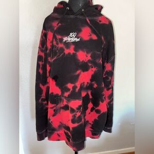 100 Thieves Red and Black Tie-Dye Men's Hoodie sweater size XL pre owned Gaming